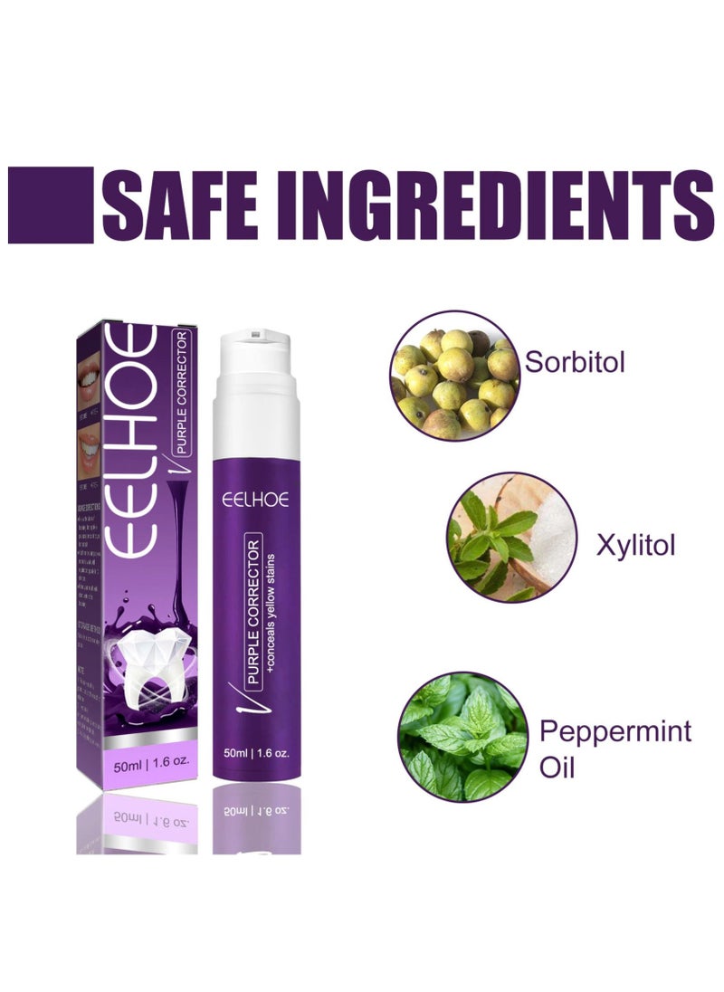 EELHOE 50ml Repair Bright White Purple Toothpaste Gel Gentle Whitening Toothpaste Stains Remove Plaque Fresh Breath Dental Care  - Image 4