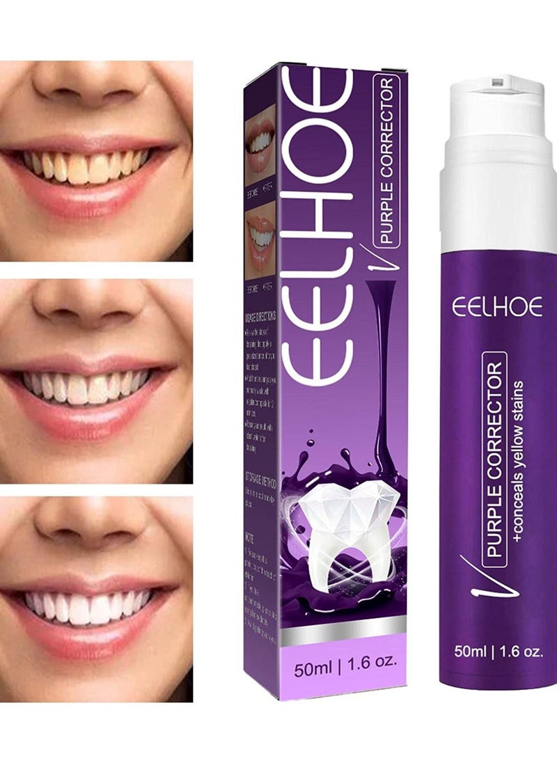 EELHOE 50ml Repair Bright White Purple Toothpaste Gel Gentle Whitening Toothpaste Stains Remove Plaque Fresh Breath Dental Care  - Image 2