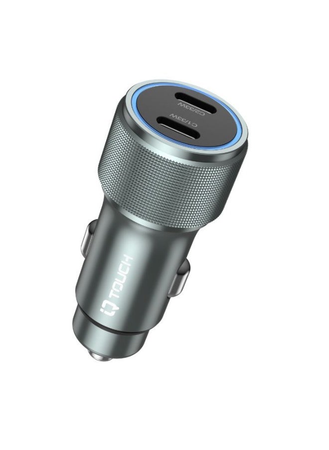 IQ TOUCH IQ Touch 66W Dual Type-C Car Charger with Type-C Charging Cable, Dual USB-C Ports, Aluminum Alloy Body, Includes USB-C to USB-C Cable, Compatibility for Phones, Tablets, and Laptops  - Image 2