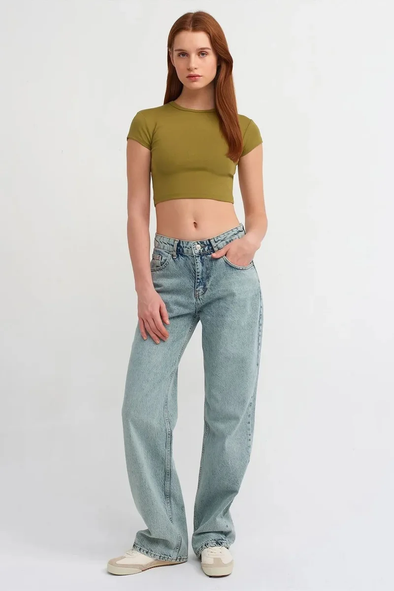 DILVIN Mid-Waist Straight-Leg Cotton Denim Jeans
