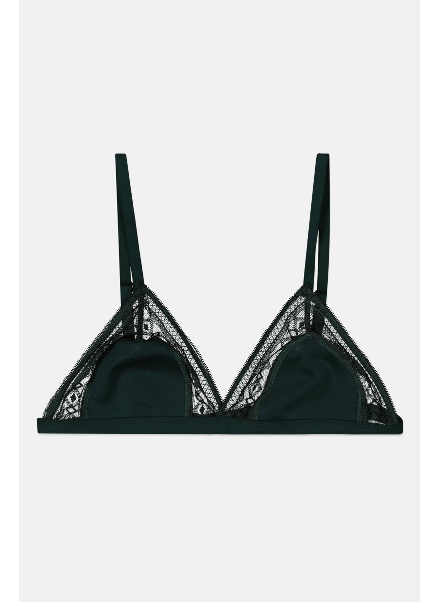 Etam Women Textured Non-Padded Wireless Bra, Green  - Image 1