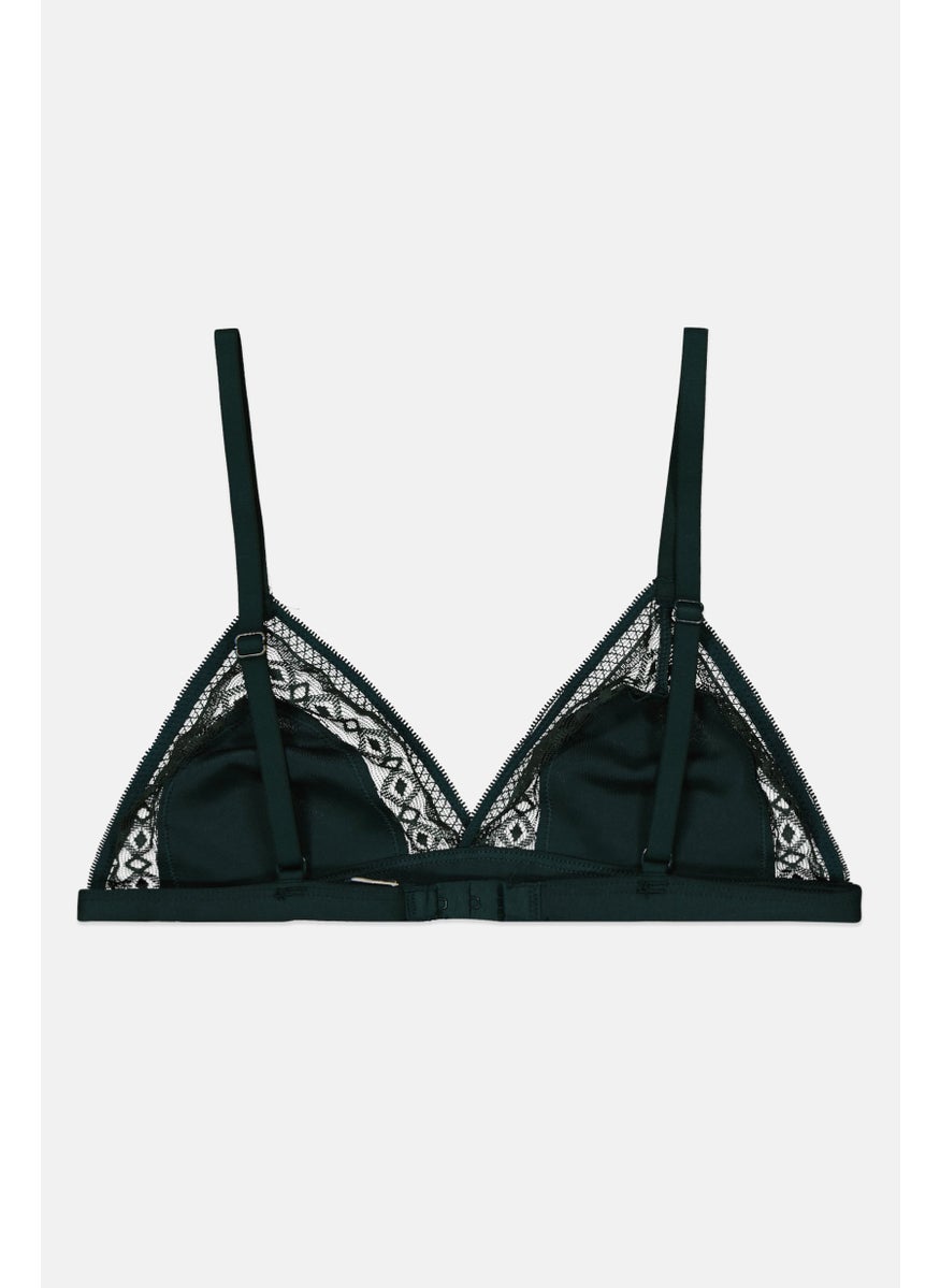Etam Women Textured Non-Padded Wireless Bra, Green  - Image 2