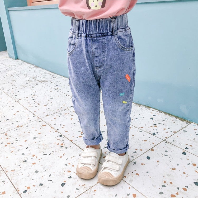 2021 New Children'S Korean Children'S Clothing Girls Fashion Pants Fashion Little Girl Plus Velvet Jeans - Image 2
