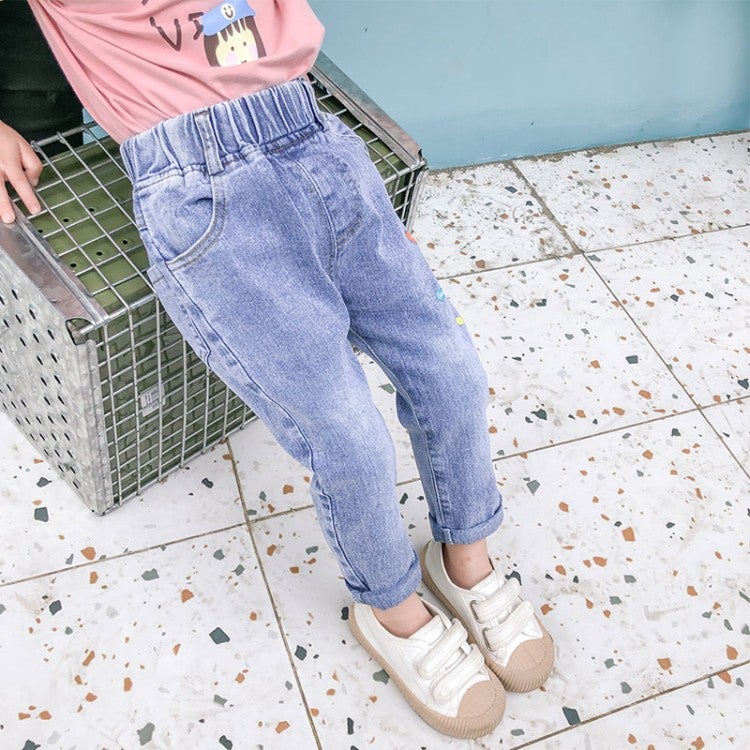 2021 New Children'S Korean Children'S Clothing Girls Fashion Pants Fashion Little Girl Plus Velvet Jeans - Image 4