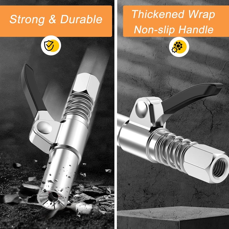 FACITE Heavy-Duty Grease Gun Coupler with Quick Lock and Release, Compatible with All Grease Guns, 1/8" NPT, Upgraded to 12000 PSI - Image 3
