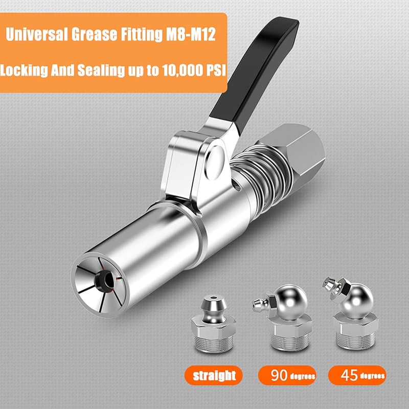FACITE Heavy-Duty Grease Gun Coupler with Quick Lock and Release, Compatible with All Grease Guns, 1/8" NPT, Upgraded to 12000 PSI - Image 4