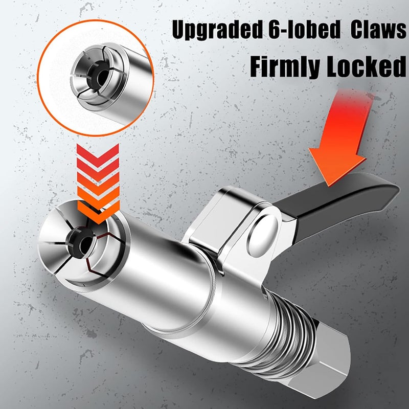 FACITE Heavy-Duty Grease Gun Coupler with Quick Lock and Release, Compatible with All Grease Guns, 1/8" NPT, Upgraded to 12000 PSI - Image 2