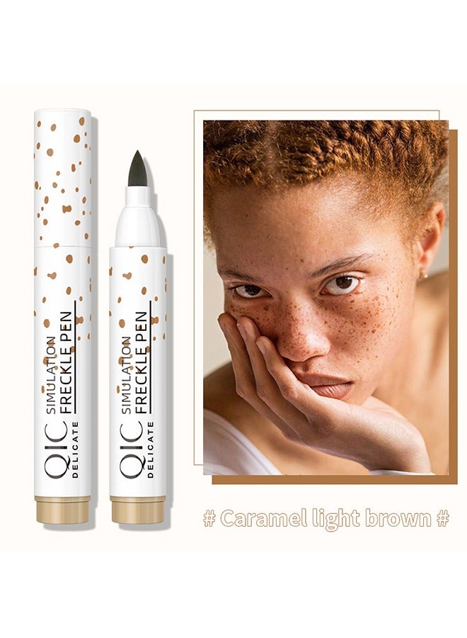 كيو اي سي قلم النمش المحاكاة - قلم مكياج النمش المزيف للوجه السائل لإنشاء مكياج النمش الطبيعي وجمال النمش ، النمش المزيف مقاوم للماء لمكياج نابض بالحياة ، # 01 كراميل بني فاتح - Image 2