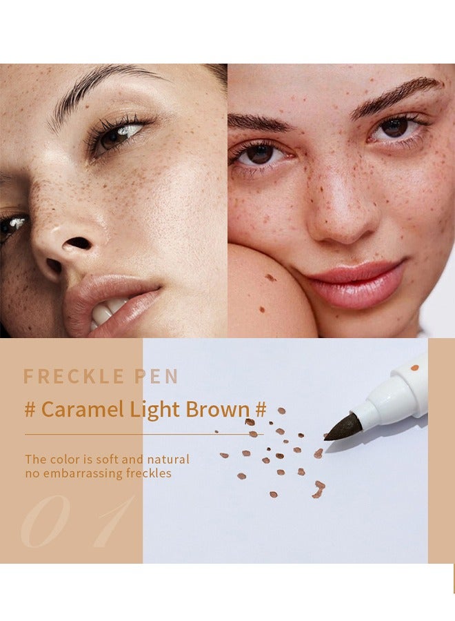 كيو اي سي قلم النمش المحاكاة - قلم مكياج النمش المزيف للوجه السائل لإنشاء مكياج النمش الطبيعي وجمال النمش ، النمش المزيف مقاوم للماء لمكياج نابض بالحياة ، # 01 كراميل بني فاتح - Image 3
