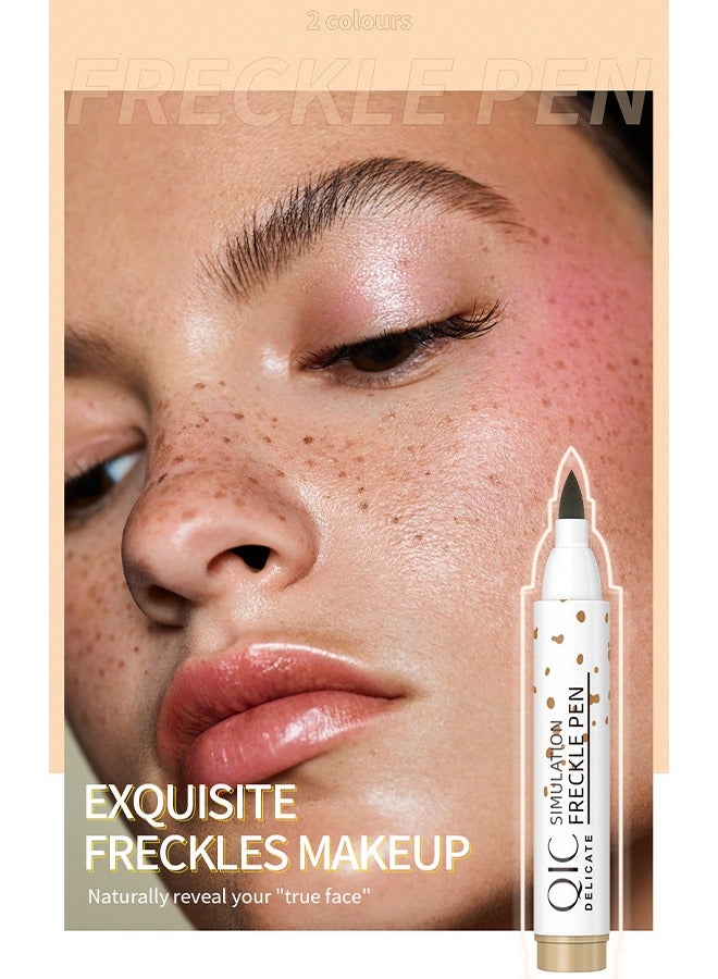 كيو اي سي قلم النمش المحاكاة - قلم مكياج النمش المزيف للوجه السائل لإنشاء مكياج النمش الطبيعي وجمال النمش ، النمش المزيف مقاوم للماء لمكياج نابض بالحياة ، # 01 كراميل بني فاتح - Image 5