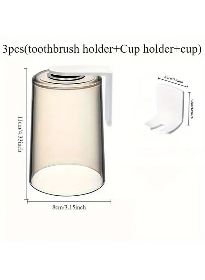 3pcs Purple Magnetic Flip Cup Wall Mounted Toothbrush Holder Shelf Household Toiletry Cup - Image 3