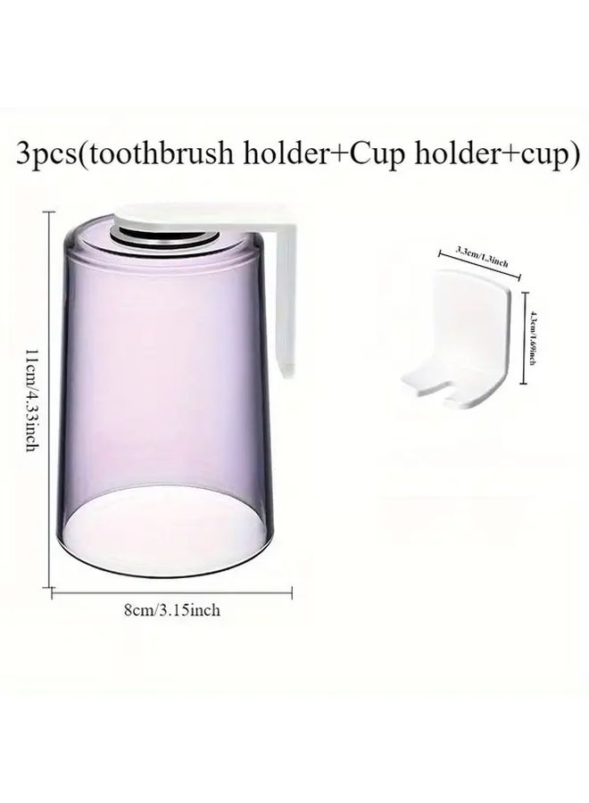 3pcs Purple Magnetic Flip Cup Wall Mounted Toothbrush Holder Shelf Household Toiletry Cup - Image 1
