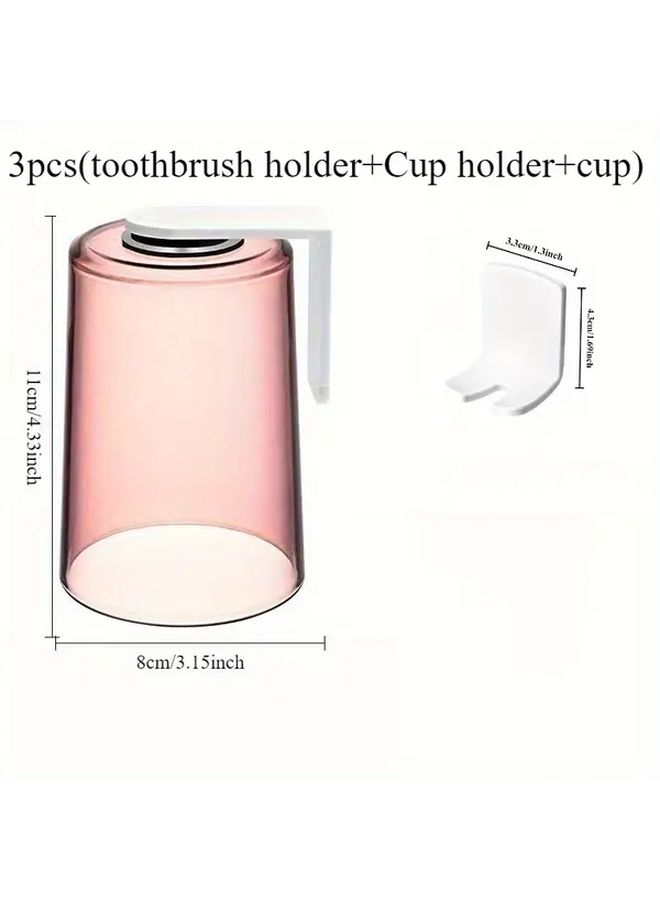 3pcs Purple Magnetic Flip Cup Wall Mounted Toothbrush Holder Shelf Household Toiletry Cup - Image 4