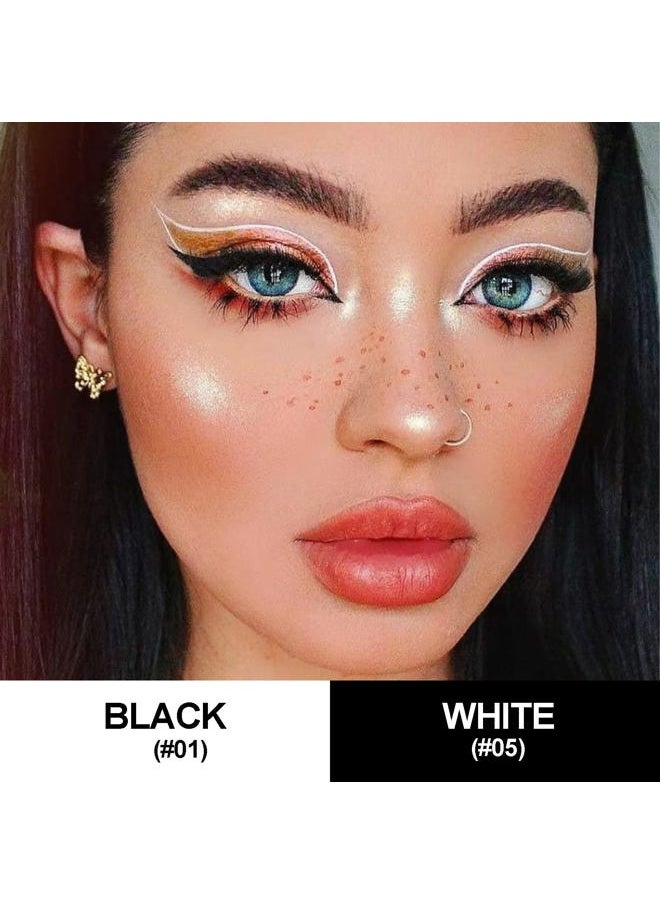 YEPYEPGO 2PCS Waterproof Liquid Eyeliner, White and Black Eyeliner Set, Quick Drying Long-lasting Eye Liner for Makeup, Cruelty-Free Eyeliner Liquid Set Smudge Proof Easy To Use  - Image 2