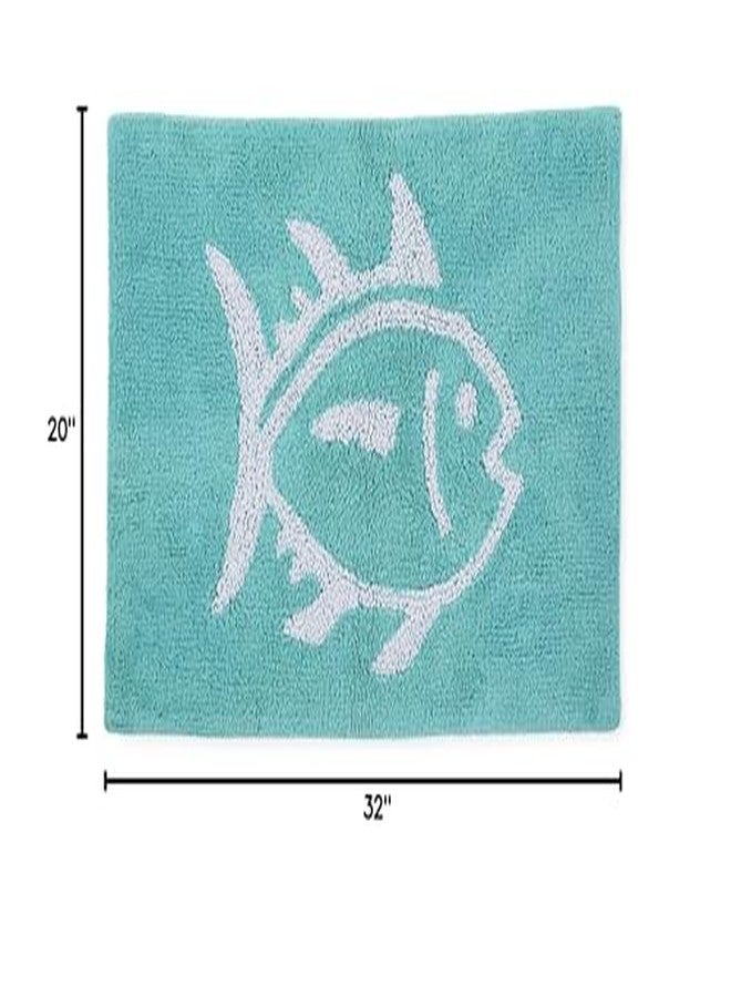 Southern Tide 7132581 Skipjack Cotton Reversible Absorbent 20-inch x 32-inch Bathroom Bath Rug, Aqua - Image 2