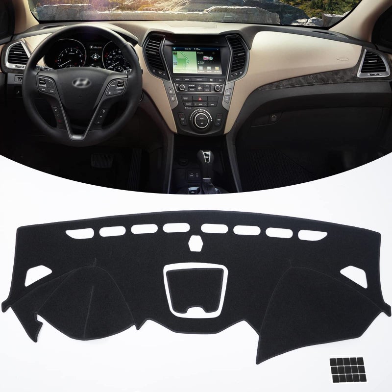 Generic KEYOOG Flannel Dashboard Cover Nonslip Car Dash Board Mat Fit for 2013-2018 Hyundai Santa Fe Sunshade No-Glare Non-Slip Pad Carpet Sunshield Protector - Image 1