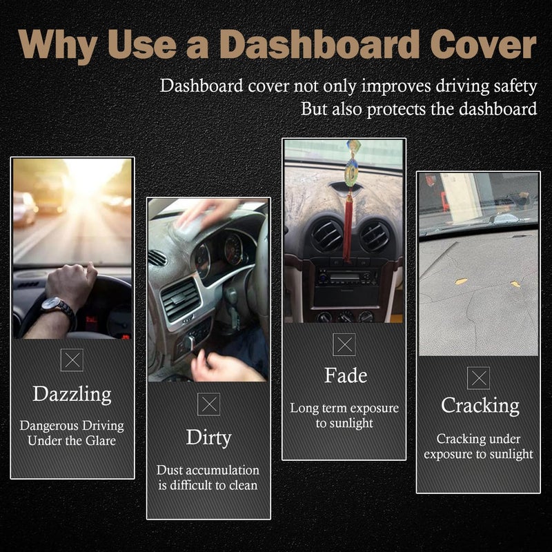 Generic KEYOOG Flannel Dashboard Cover Nonslip Car Dash Board Mat Fit for 2013-2018 Hyundai Santa Fe Sunshade No-Glare Non-Slip Pad Carpet Sunshield Protector - Image 2