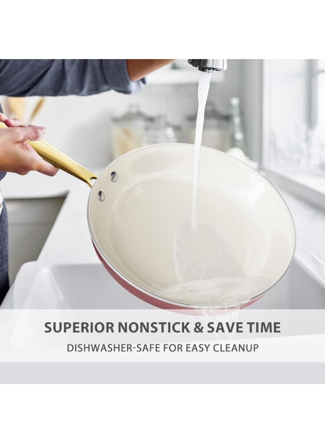 طقم قدور ومقالي غير لاصق - طقم أواني سيراميك مع أدوات الطبخ، طقم أواني مطبخ غير سام، قدور هولندية بغطاء، طقم قدور مع صحن للطهي، مقلاة للتقليب، طقم مقالي للقلي كهدية للطبخ - Image 4