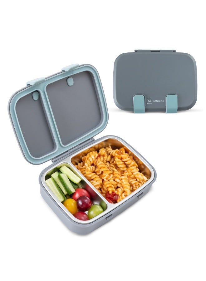 Hydrobrew Personalized Steel Core Bento Stainless Steel Lunch Box – 839ml, 2 Compartment-Graphite - Image 2