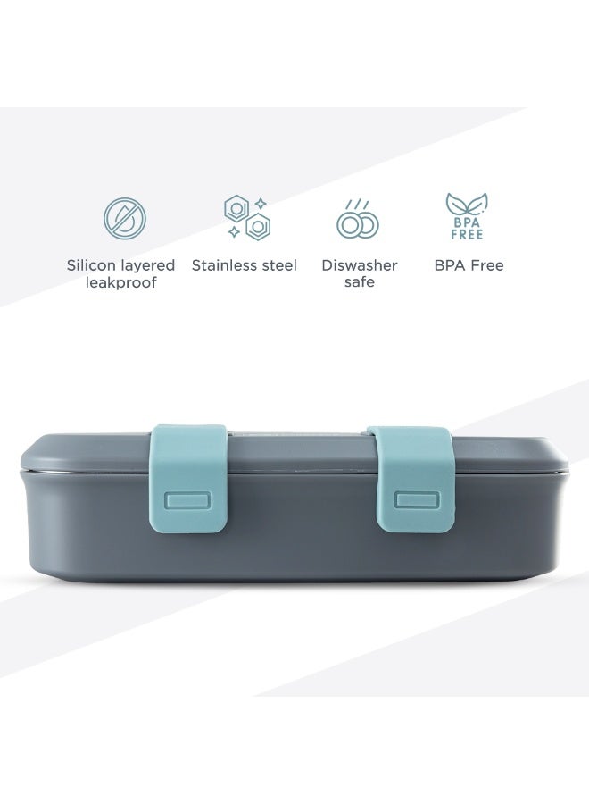 Hydrobrew Personalized Steel Core Bento Stainless Steel Lunch Box – 839ml, 2 Compartment-Graphite - Image 5