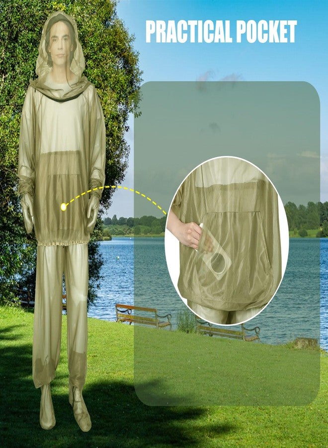 HOMEYA 4-Piece Net Suit L/XL for Men & Women, Full Body Protective Jacket with Zippered Hood, Pants, Gloves & Foot Covers, Ultra-Fine Breathable Mesh, Outdoor Protection for Camping Fishing Gardening Hiking - Image 4