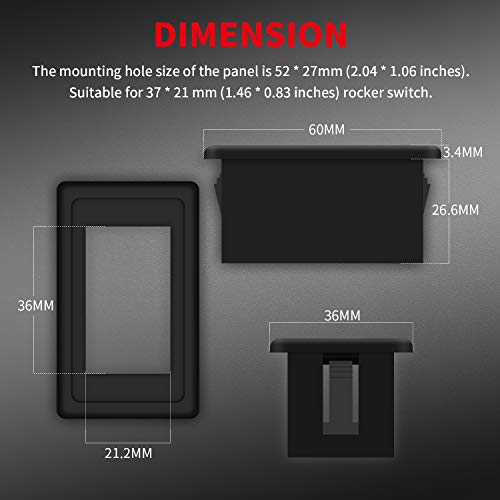 DaierTek 1-Slot Rocker Switch Panel Housing Holder Black Plastic Single Mount Marine Toggle Switch Mounting Panel for Vehicles Automotive Car 4X4 SUV ATV UTV Marine Boat -2Pack - Image 3