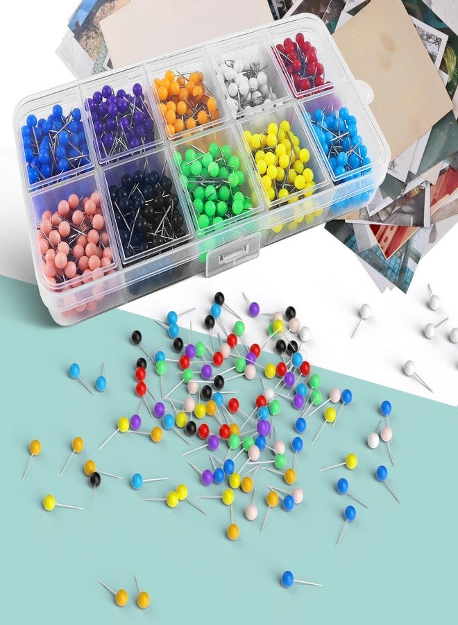 Quadafy 800-Piece Colored Map Pins - 10 Colors for DIY & Cork/ Bulletin Boards, Travel Maps - Image 4
