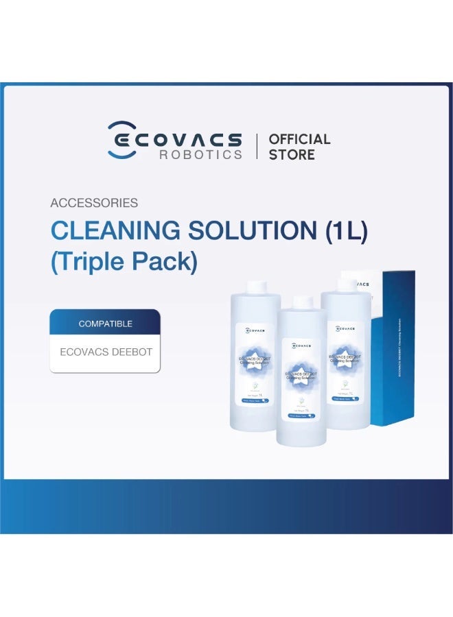 إيكوفاكس منظف ECOVACS سعة 1 لتر عبوة ثلاثية لأجهزة DEEBOT الروبوتية، محلول تنظيف الأرضيات متعدد الأسطح، تركيبة فعالة لتنظيف ومسح الأرضيات بدون آثار، متوافق مع جميع موديلات DEEBOT، للبلاط والرخام والسيراميك والخشب واللامينيت - Image 1