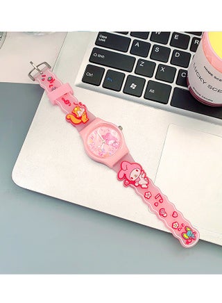 طقم من ساعتين تناظريتين لطيفتين من سانريو (Sanrio) بطابع كورومي وماي ميلودي (Kuromi & My Melody) للأطفال، بحزام سيليكون بتصميم كرتوني ثلاثي الأبعاد، وسهلة القراءة، ومناسبة لتعليم الوقت، ومثالية للفتيات للارتداء اليومي، وللمدرسة، وللعب مع الأصدقاء، وكمهدية في أعياد الميلاد والعيد، وكمشجعات للحفلات - view 5