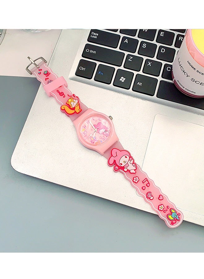 Sanrio 2 Pcs Cute Sanrio Kuromi My Melody Kids Analog Watch Set 3D Cartoon Silicone Strap Easy to Read Time Teaching Watch for Girls Daily Wear School Playdates Birthday Eid Gift Party Favor Favors - Image 5