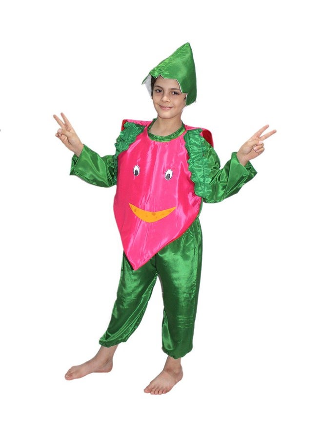Kaku Fancy Dresses - Kaku Fancy Dresses Polyester Onion Vegetables Costume -Magenta & Green, 3-4 Years, for Boys & Girls - Image 1