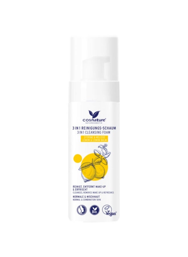 cosnature 3-in-1 Face Cleansing Foam – Purifies & Revitalizes Skin – 150 ML – Vegan – Made in Germany - Image 1