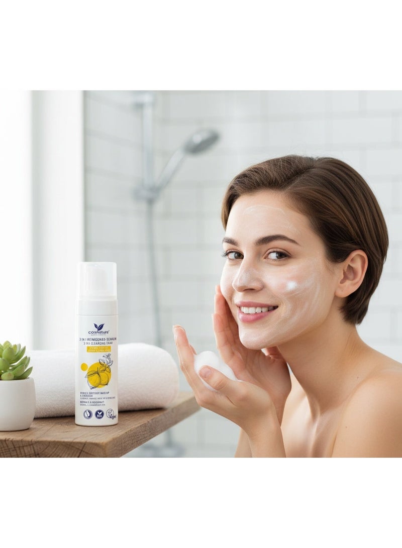 cosnature 3-in-1 Face Cleansing Foam – Purifies & Revitalizes Skin – 150 ML – Vegan – Made in Germany - Image 2
