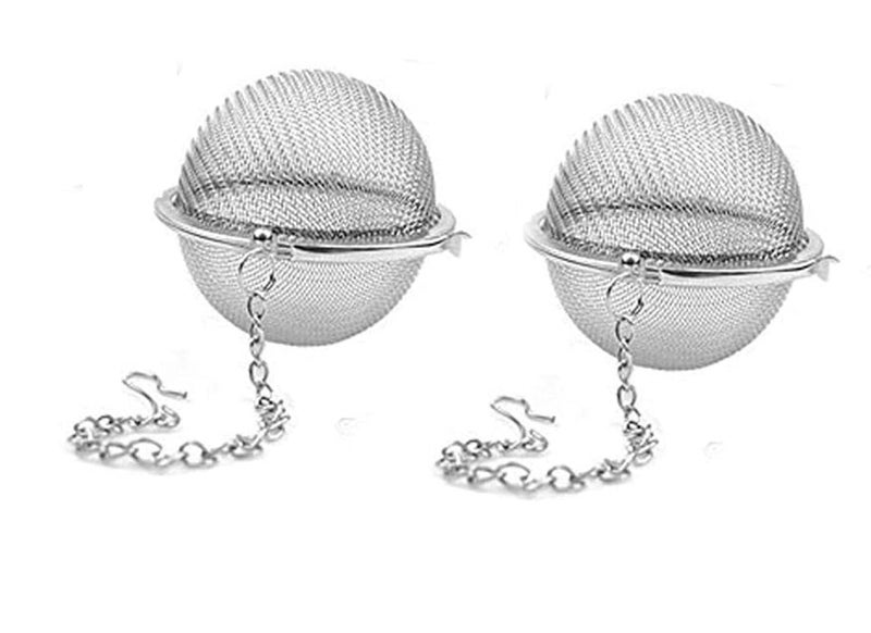 KASQUE KASQUE Stainless Steel Tea Ball Strainer Mesh Infuser Filter Reusable Spice Filter Ball Herbs Infuser with Extended Chain Hook for Loose Leaf Tea and Spices Seasoning Small Pack of 2 - Image 1