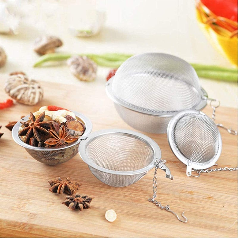 KASQUE KASQUE Stainless Steel Tea Ball Strainer Mesh Infuser Filter Reusable Spice Filter Ball Herbs Infuser with Extended Chain Hook for Loose Leaf Tea and Spices Seasoning Small Pack of 2 - Image 5