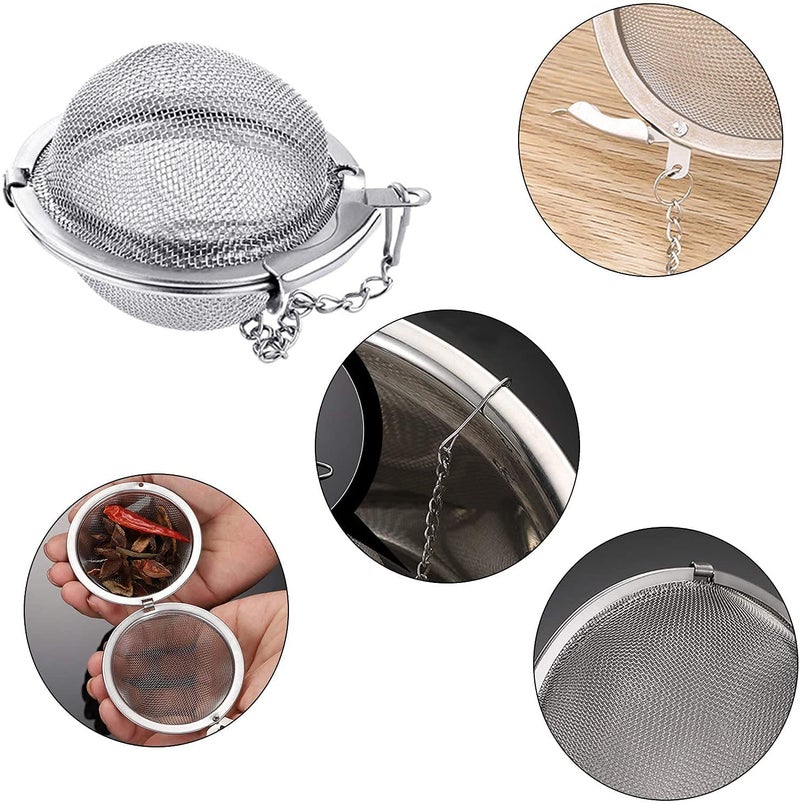 KASQUE KASQUE Stainless Steel Tea Ball Strainer Mesh Infuser Filter Reusable Spice Filter Ball Herbs Infuser with Extended Chain Hook for Loose Leaf Tea and Spices Seasoning Small Pack of 2 - Image 3