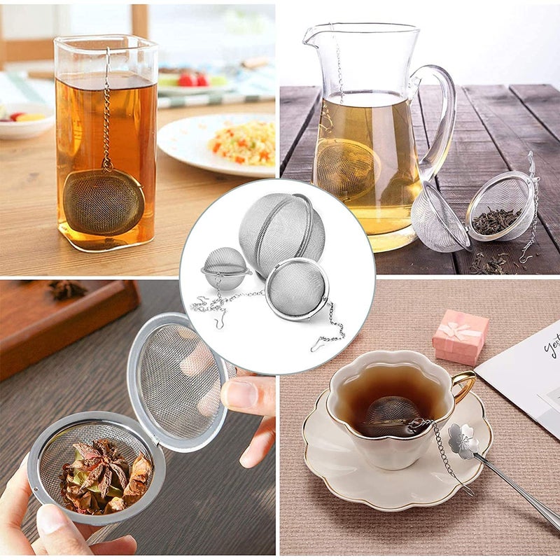 KASQUE KASQUE Stainless Steel Tea Ball Strainer Mesh Infuser Filter Reusable Spice Filter Ball Herbs Infuser with Extended Chain Hook for Loose Leaf Tea and Spices Seasoning Small Pack of 2 - Image 4
