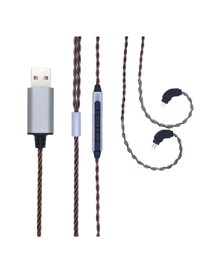 0.78 Headset Cable With Microphone Three Buttons Lightning Android Computer Usb Multiple Interfaces Can Call Tuning-Color:USB With Microphone +0.78-Length:120CM