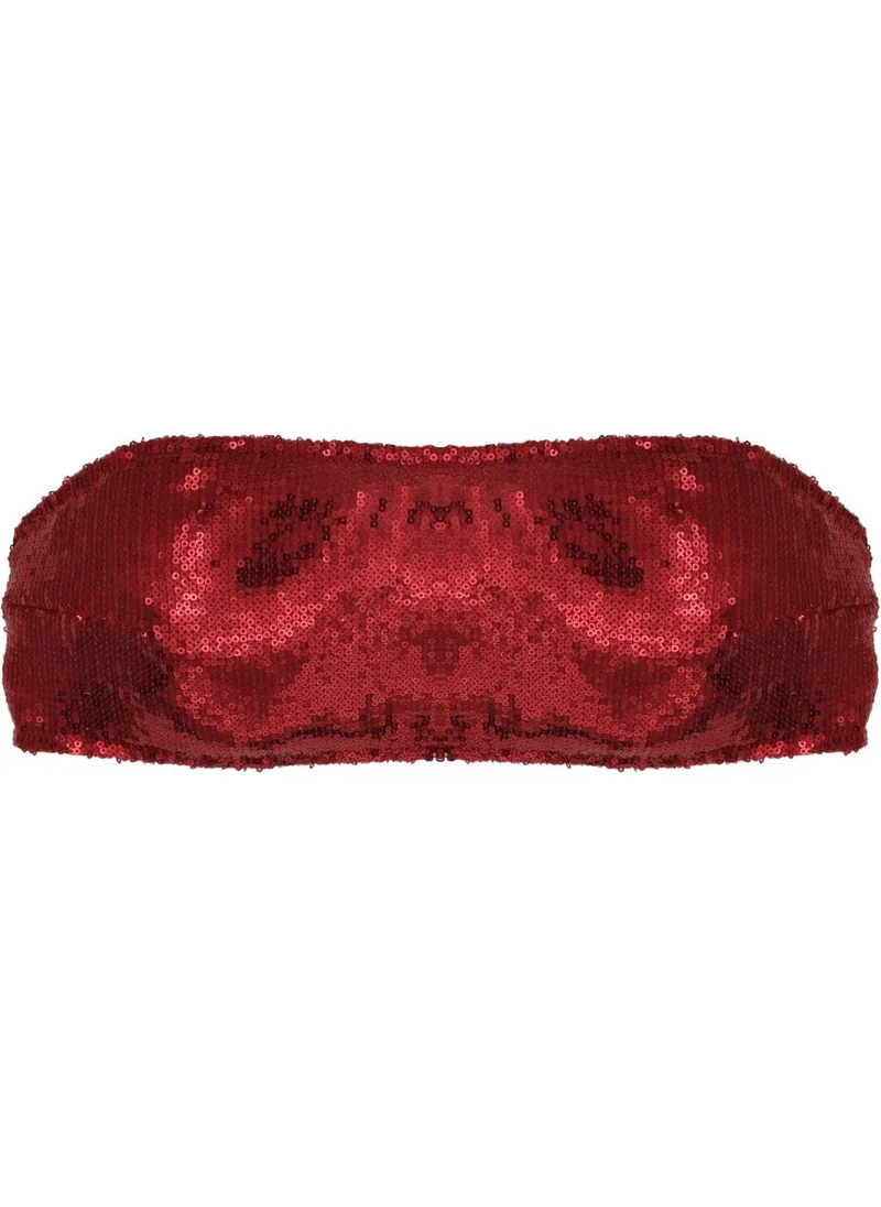 ماجيك فورم 2576 Women's Red Sequined Bustier Strapless Bra with Removable Straps
