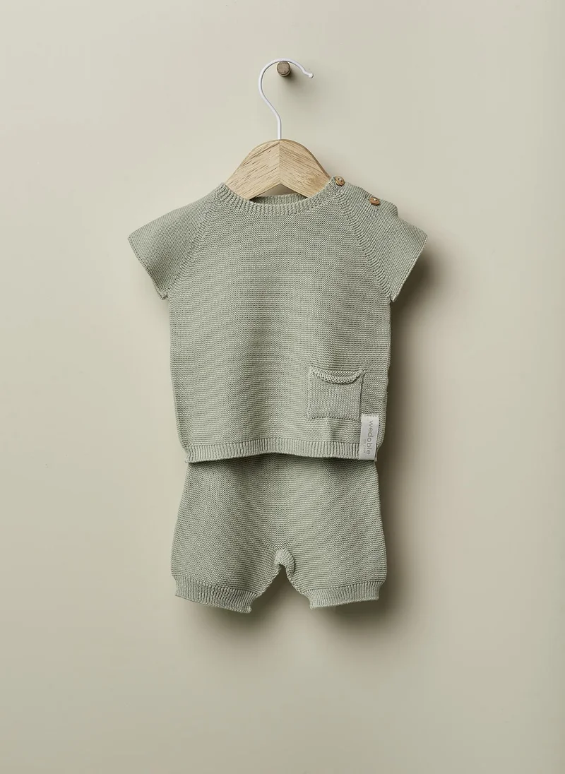 Wedoble Organic Fine Knit Sweater and Short Set - Dry Green, Wedoble