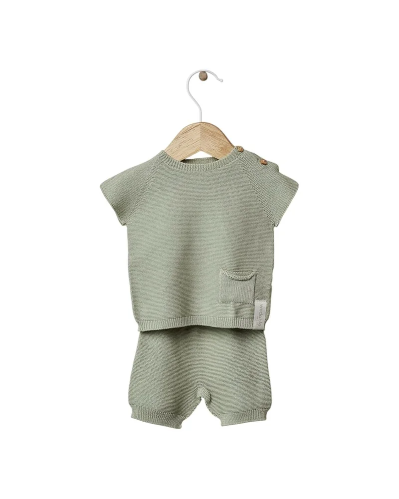 Wedoble Organic Fine Knit Sweater and Short Set - Dry Green, Wedoble