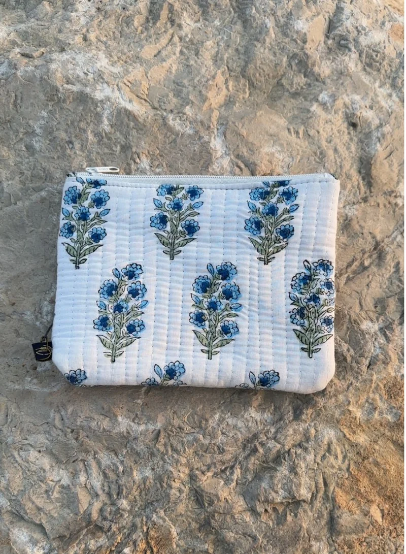 Tohfa Luxe TohfaLuxe Sora Handmade Block Printed Flat Pouch