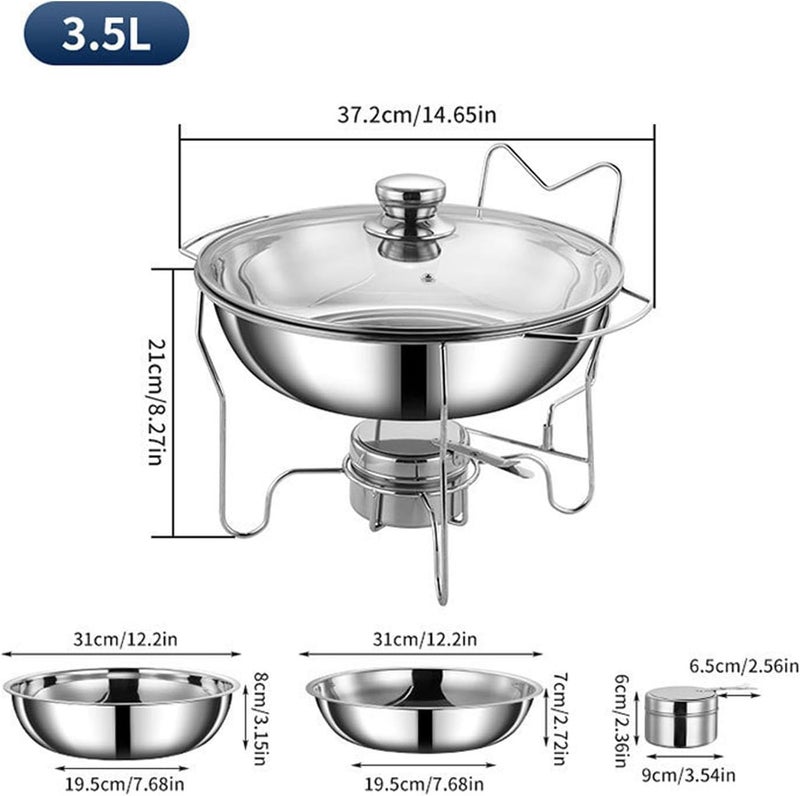 Haofy Round Chafing Dishes for Buffet Set Stainless Steel Food Warmer with Glass Lid Fuel Container Suitable for Weddings Hotels Catering Events Restaurants Banquet Halls Home Parties (3.5L) - Image 5