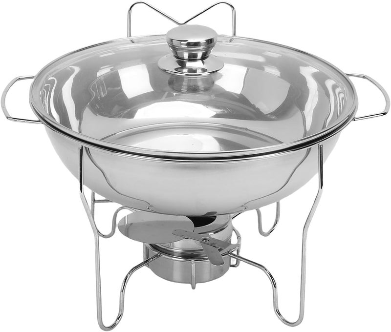 Haofy Round Chafing Dishes for Buffet Set Stainless Steel Food Warmer with Glass Lid Fuel Container Suitable for Weddings Hotels Catering Events Restaurants Banquet Halls Home Parties (3.5L) - Image 1