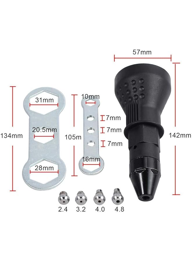 Electric Rivet Nut Gun Adapter Riveting Nail Gun Tool Set Rivets Drill Adapter Power Tool Accessories Sets - Image 4