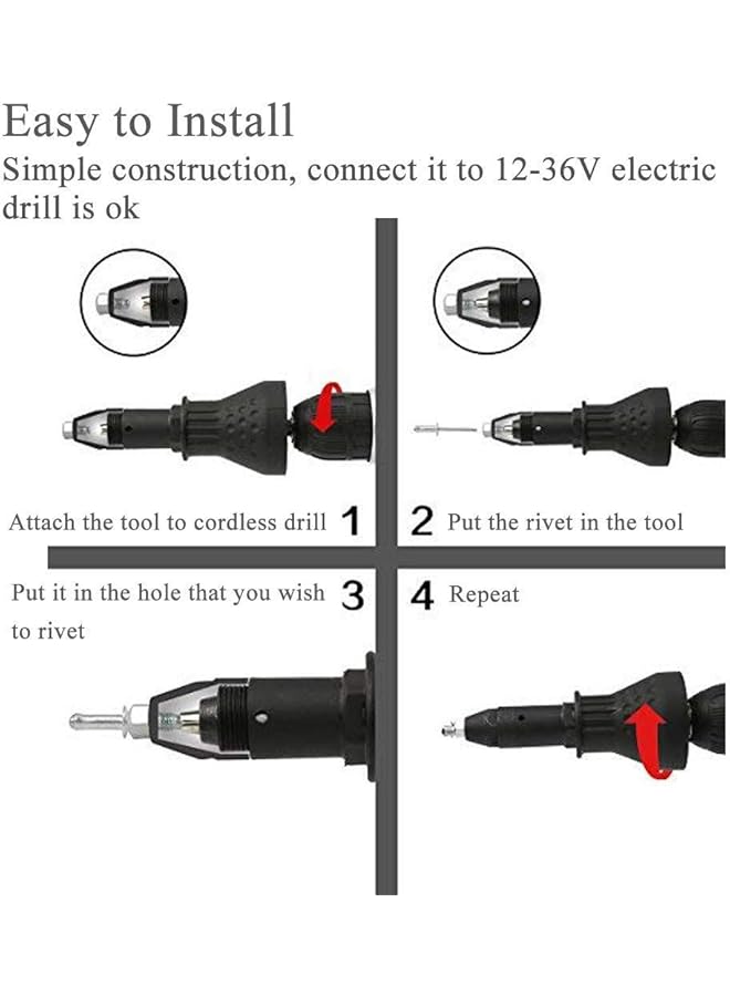 Electric Rivet Nut Gun Adapter Riveting Nail Gun Tool Set Rivets Drill Adapter Power Tool Accessories Sets - Image 5