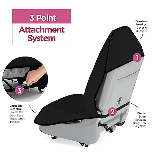 lebogner Car Seat Towel Cover for Post Gym Workout, Running, Swimming, and Hiking, 2 Pack Universal Fit Anti-Slip Waterproof Sweating Bucket Seat Protector for Cars, SUVs and Trucks, Black - Image 2