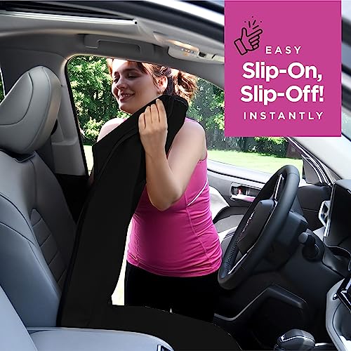 lebogner Car Seat Towel Cover for Post Gym Workout, Running, Swimming, and Hiking, 2 Pack Universal Fit Anti-Slip Waterproof Sweating Bucket Seat Protector for Cars, SUVs and Trucks, Black - Image 4