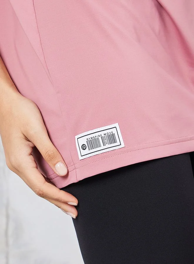 Styli Gymspire Edition - Label Neck Text Extreme Drop Shoulder Top