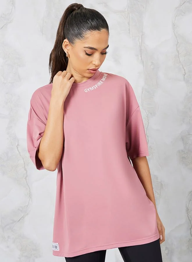 Styli Gymspire Edition - Label Neck Text Extreme Drop Shoulder Top